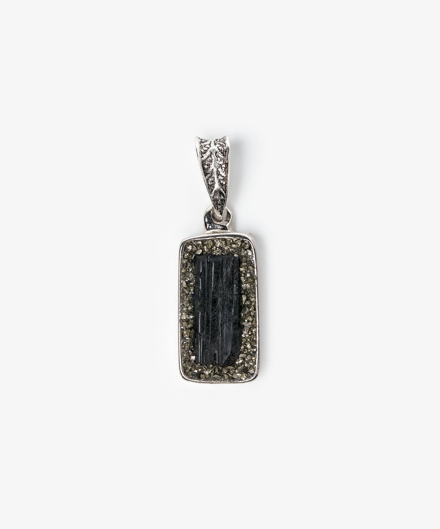 DIJE GEOMÉTRICO RECTANGULO CHICO DE TURMALINA NEGRA