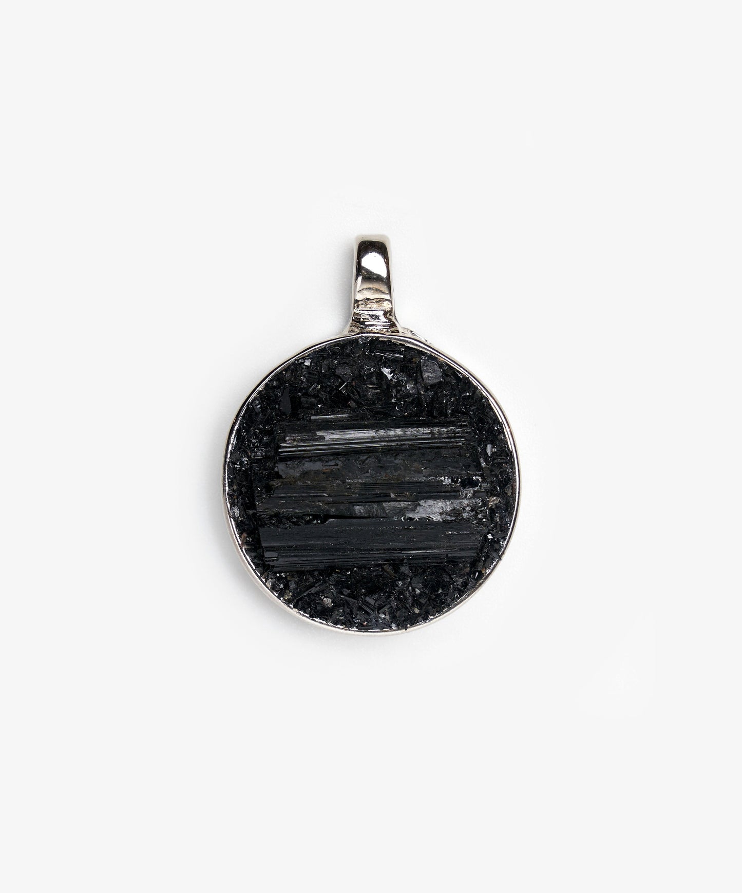 DIJE GEOMETRICO CIRCULO DE TURMALINA NEGRA