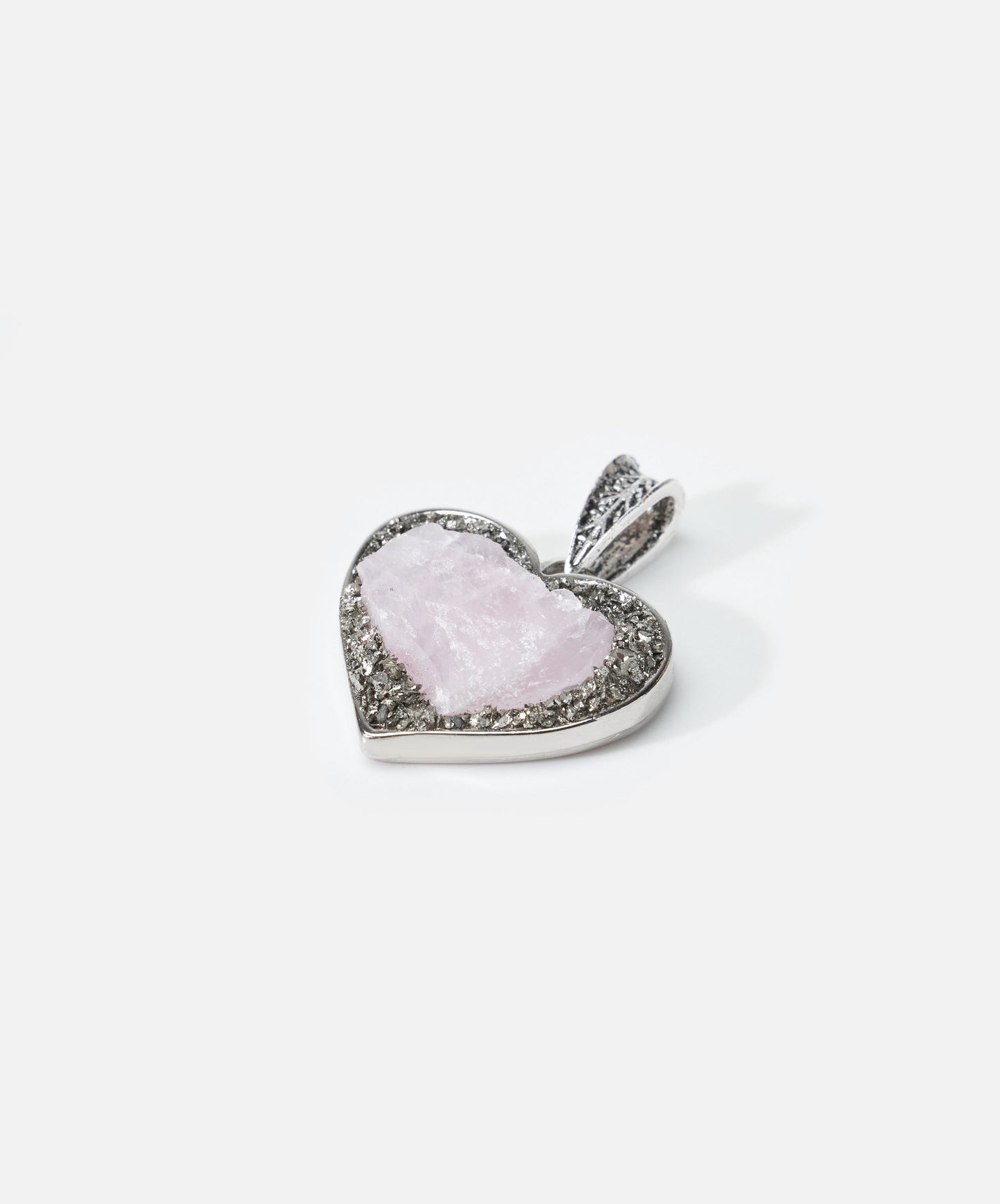 DIJE CORAZON DE CUARZO ROSA