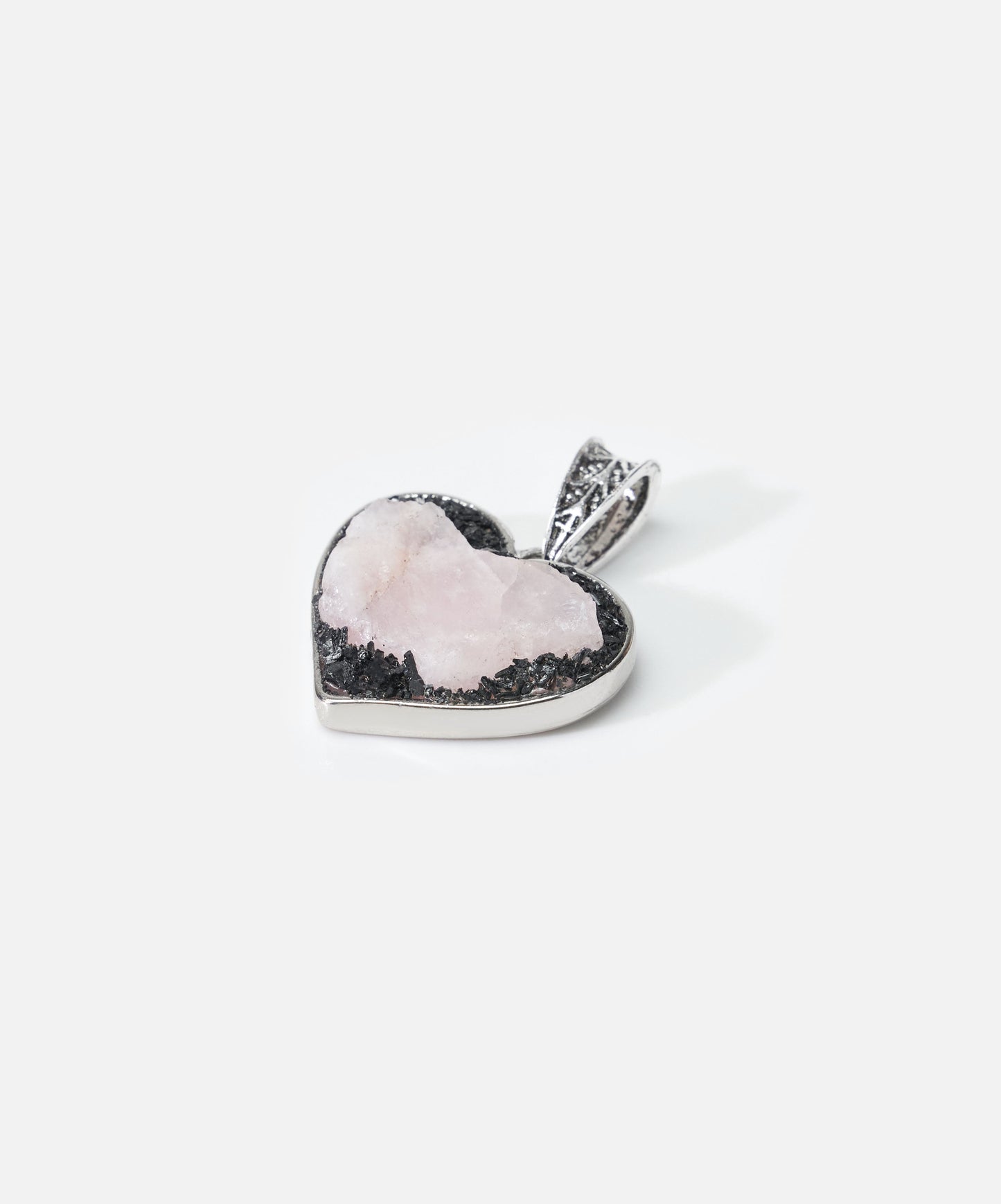 DIJE CORAZON DE CUARZO ROSA