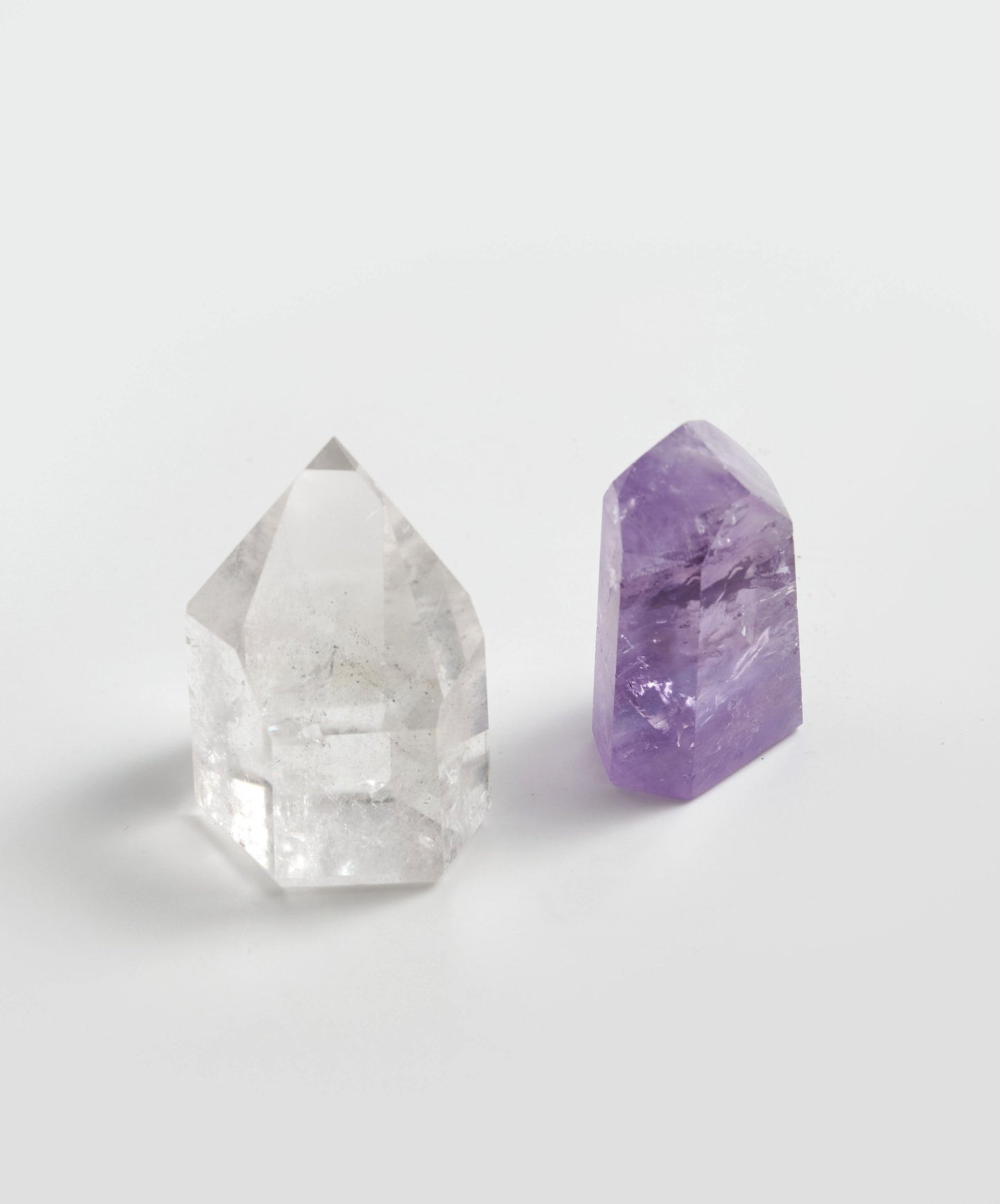 Punta pulida con base de Cuarzo Cristal y Amatista
