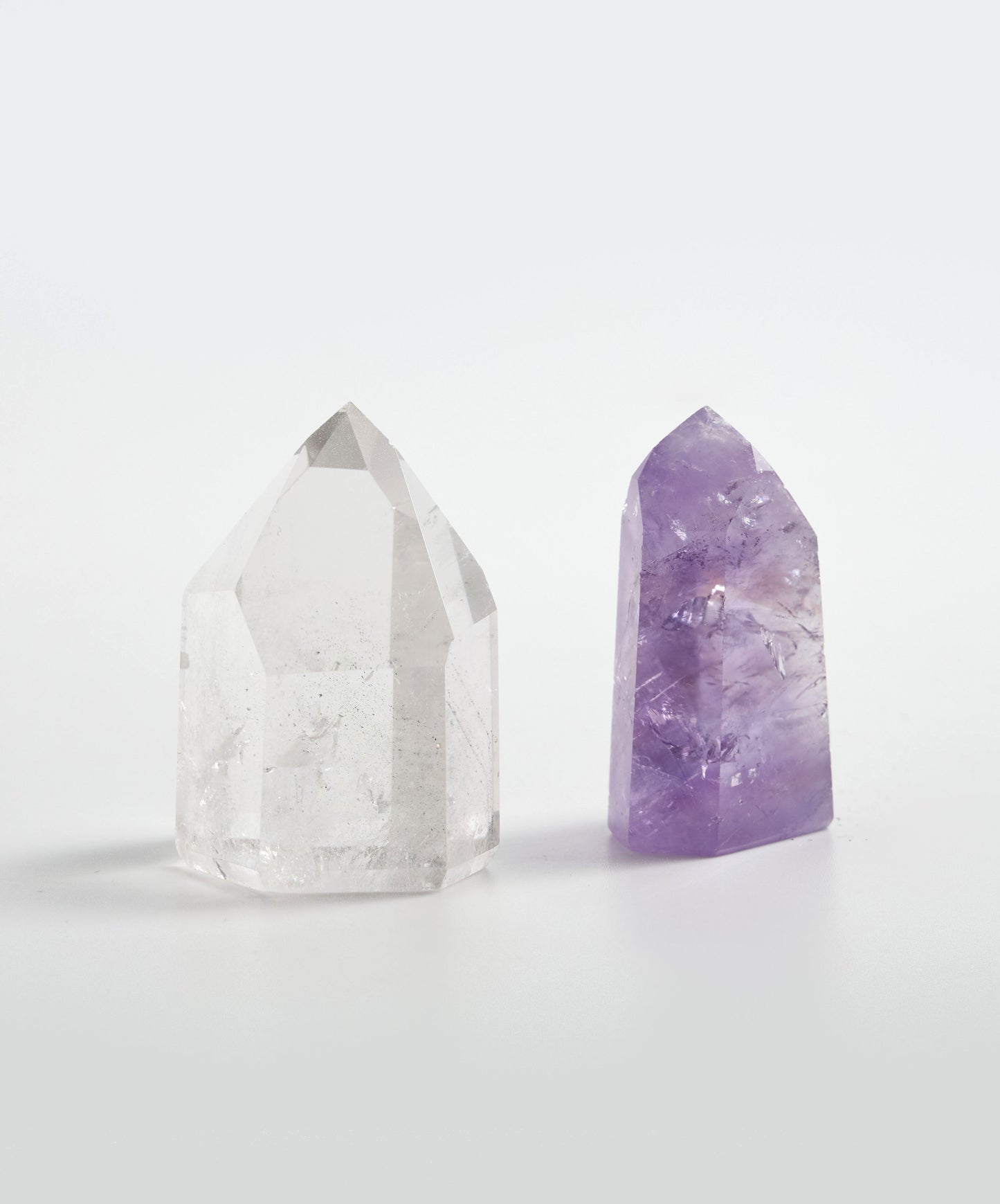Punta pulida con base de Cuarzo Cristal y Amatista