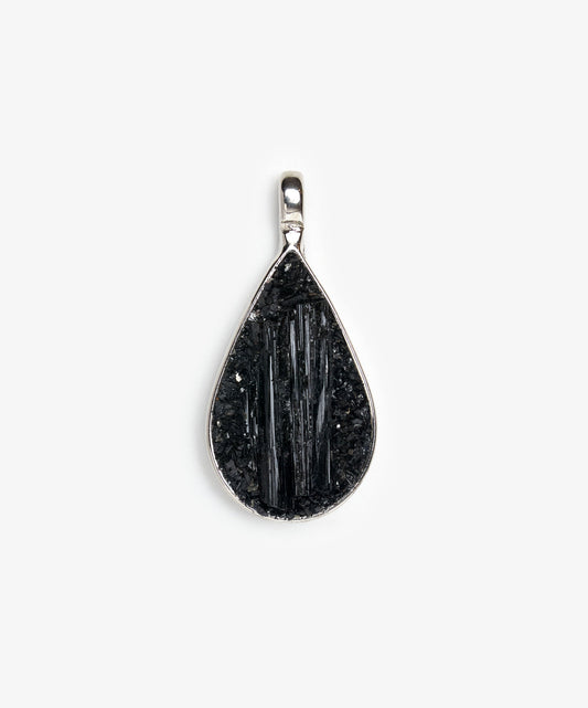 DIJE GEOMÉTRICO GOTA DE TURMALINA NEGRA