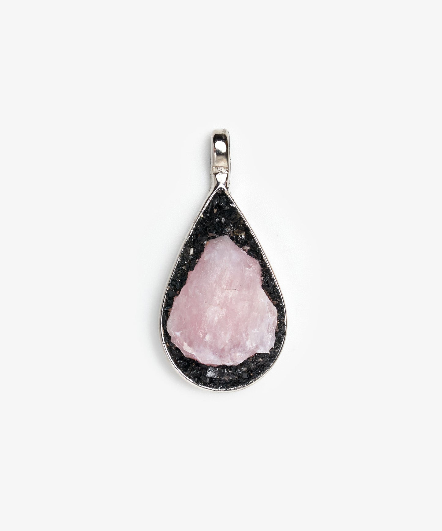 DIJE GEOMÉTRICO GOTA DE CUARZO ROSA