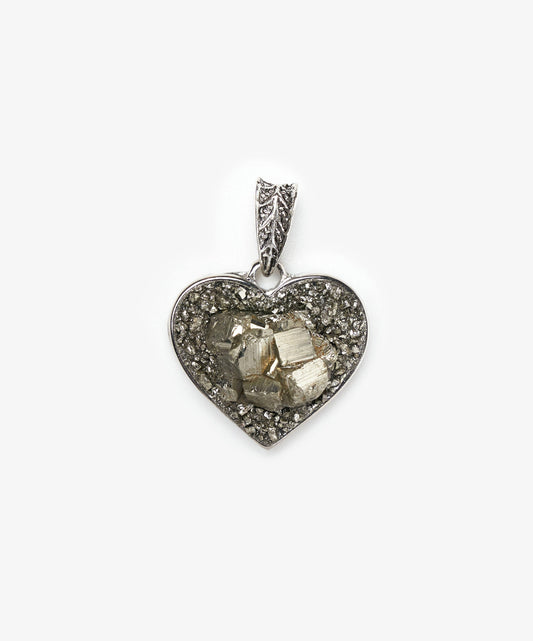DIJE CORAZON DE PIRITA CRISTALIZADA