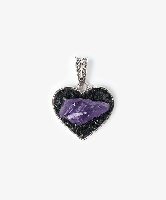 DIJE CORAZON DE PUNTA DE AMATISTA