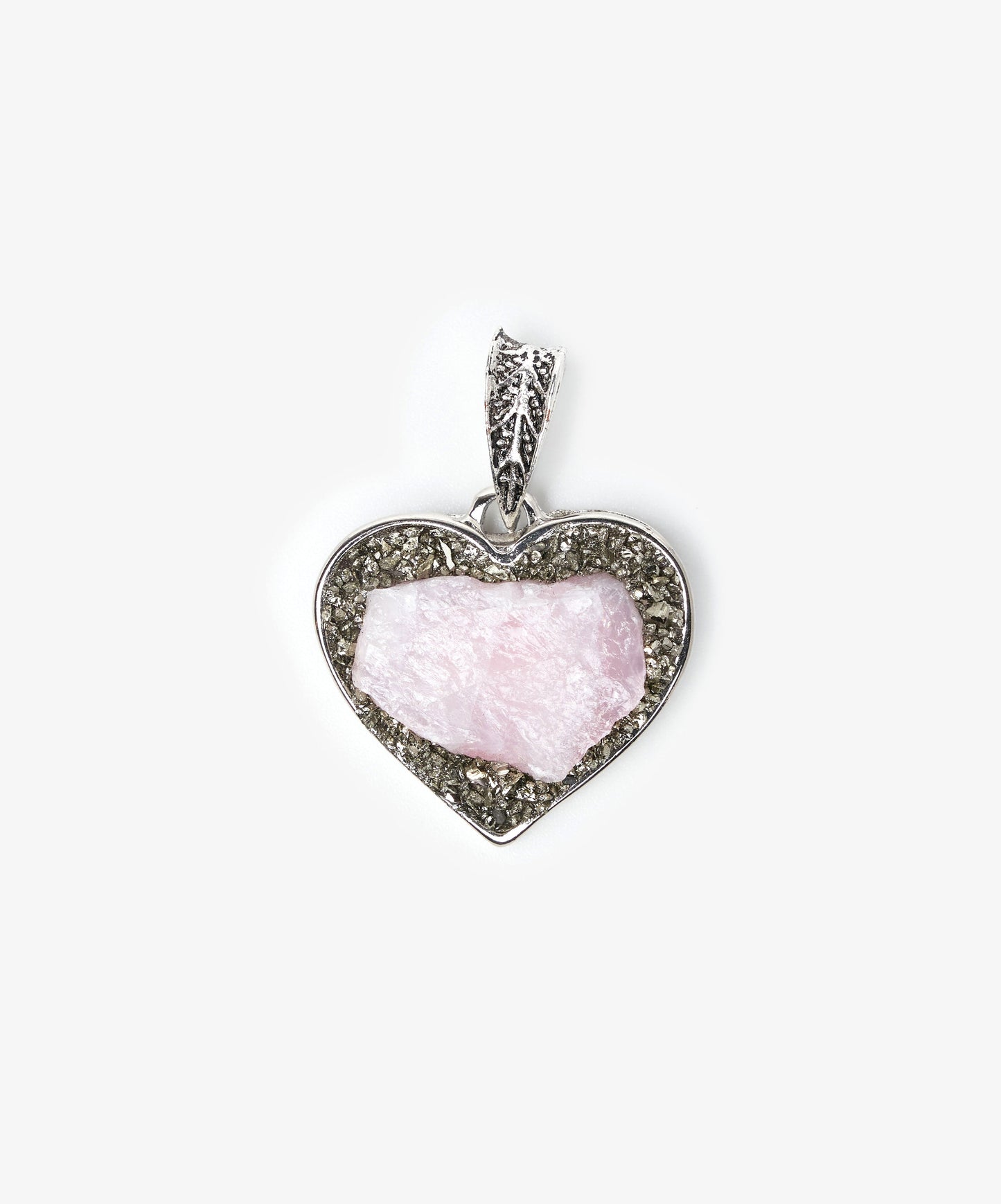 DIJE CORAZON DE CUARZO ROSA