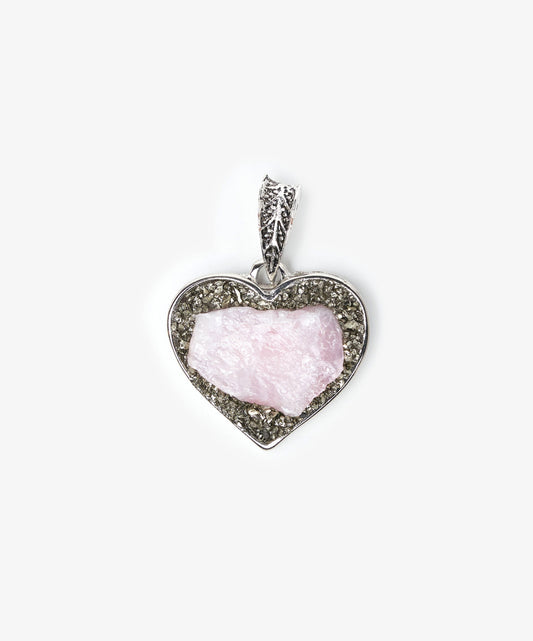 DIJE CORAZON DE CUARZO ROSA