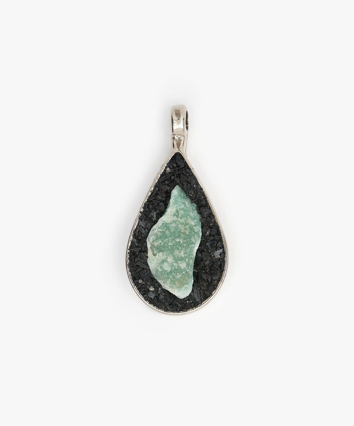 DIJE GEOMÉTRICO GOTA DE CUARZO VERDE