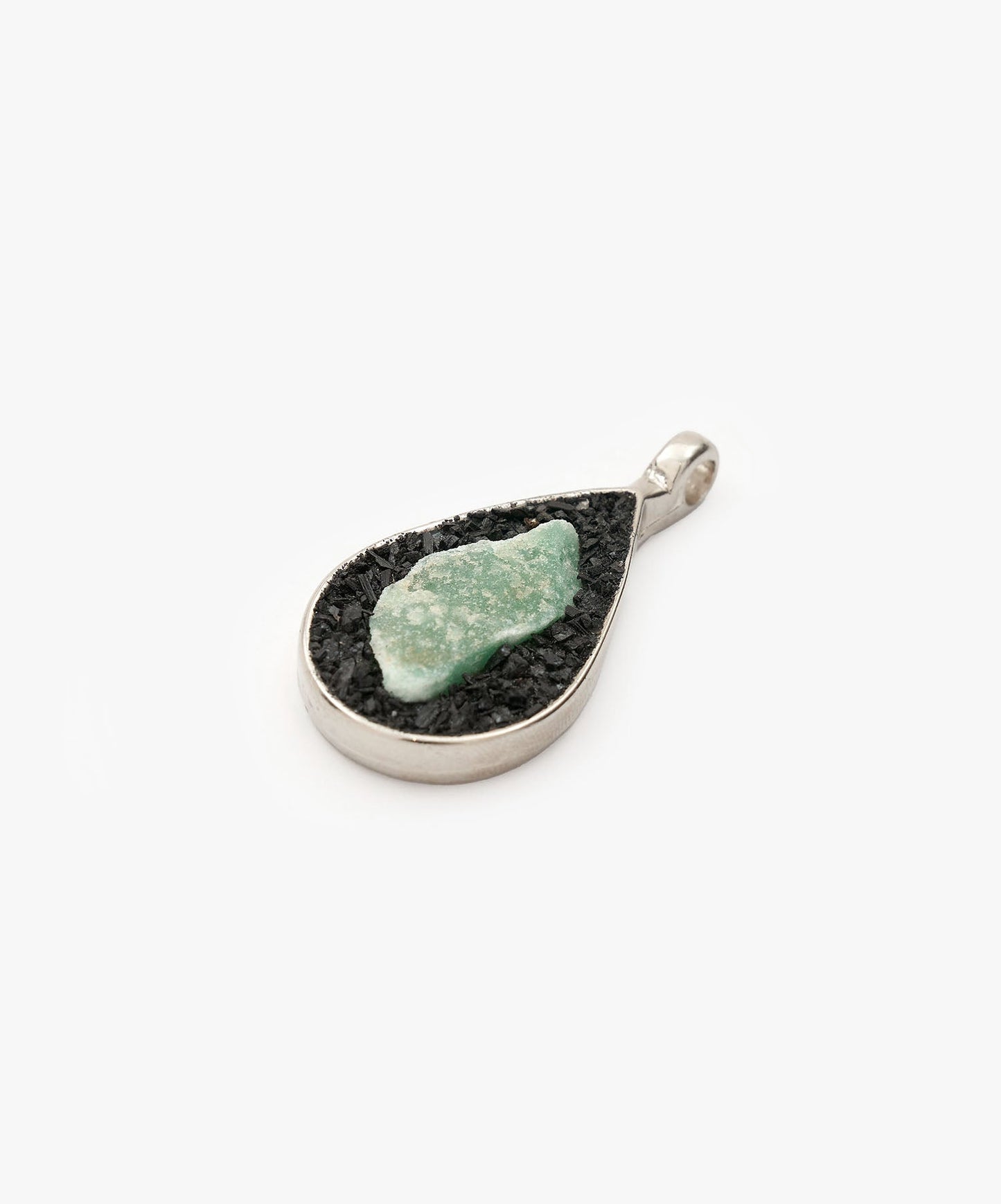 DIJE GEOMÉTRICO GOTA DE CUARZO VERDE