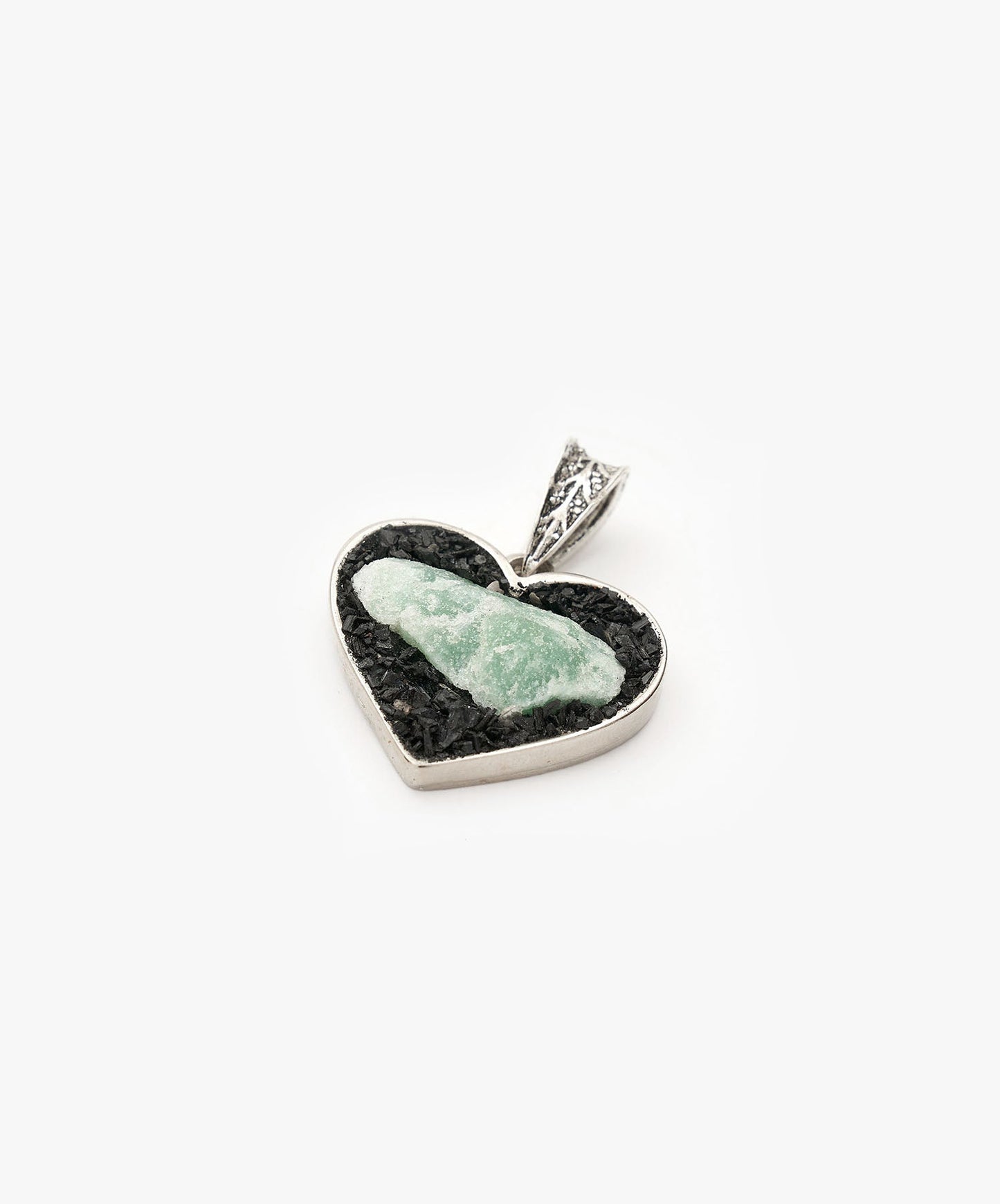 DIJE CORAZON DE CUARZO VERDE