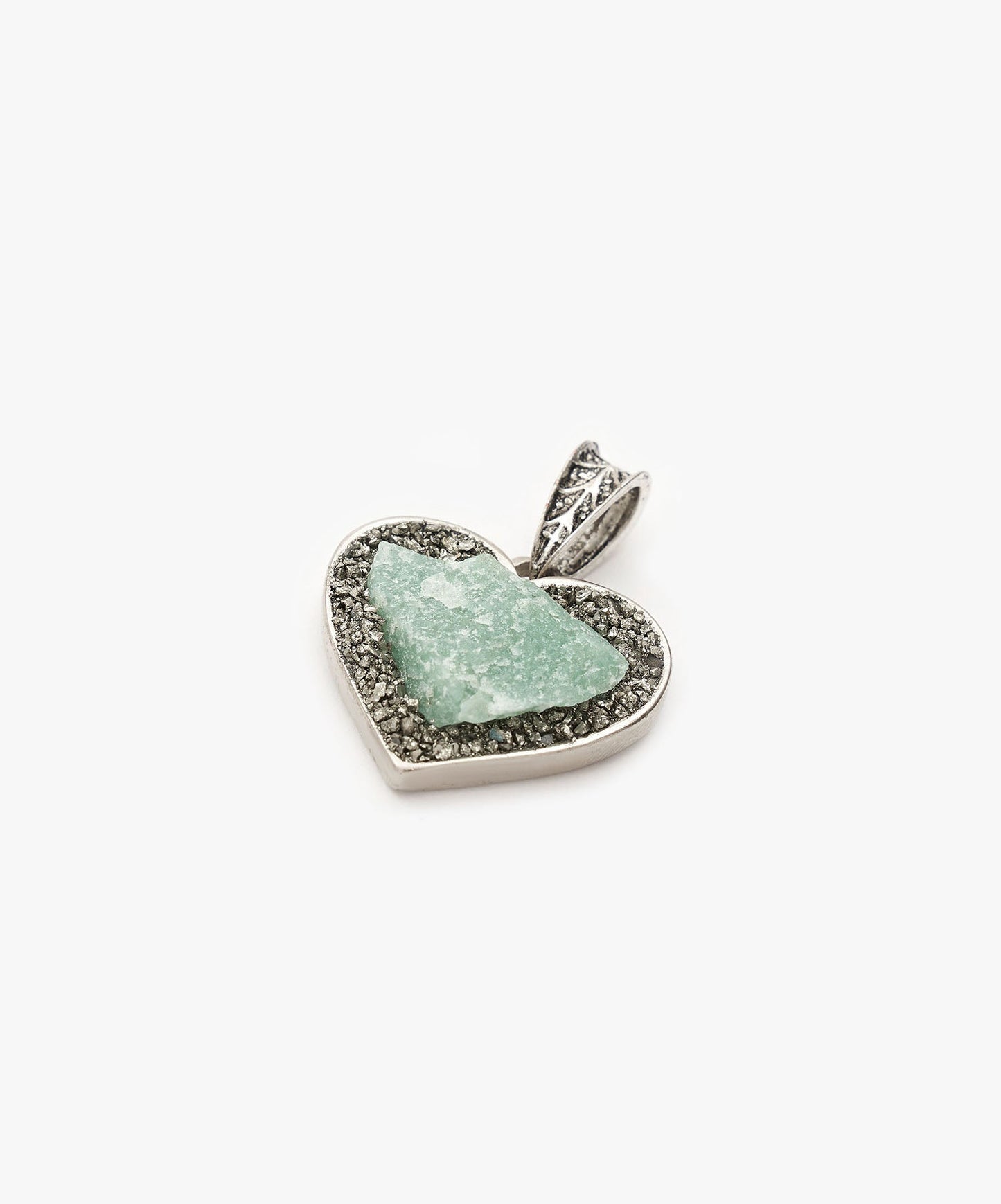 DIJE CORAZON DE CUARZO VERDE