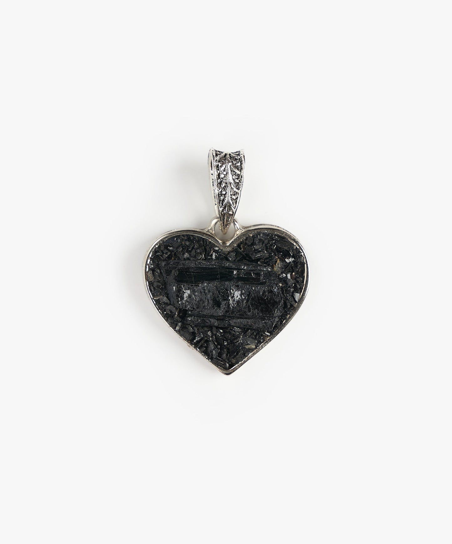 DIJE CORAZON DE TURMALINA NEGRA