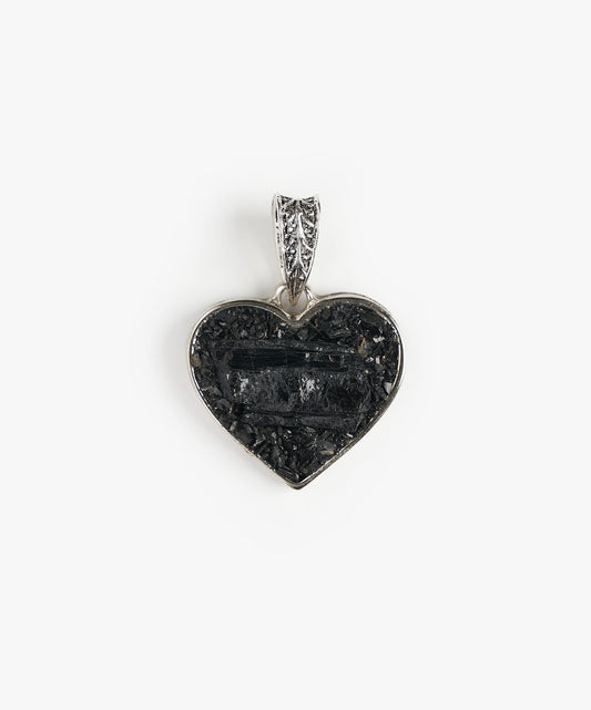 DIJE CORAZON DE TURMALINA NEGRA