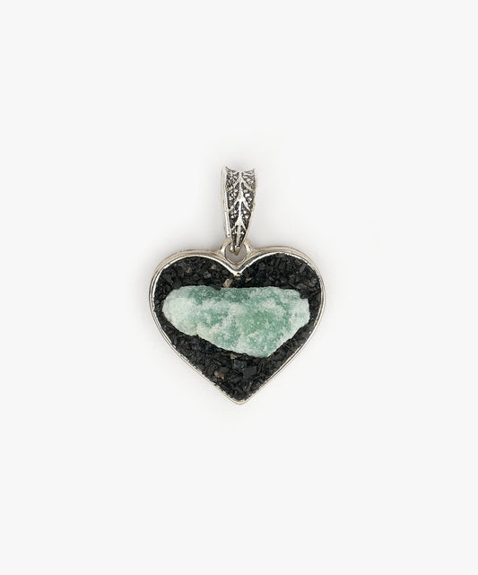DIJE CORAZON DE CUARZO VERDE