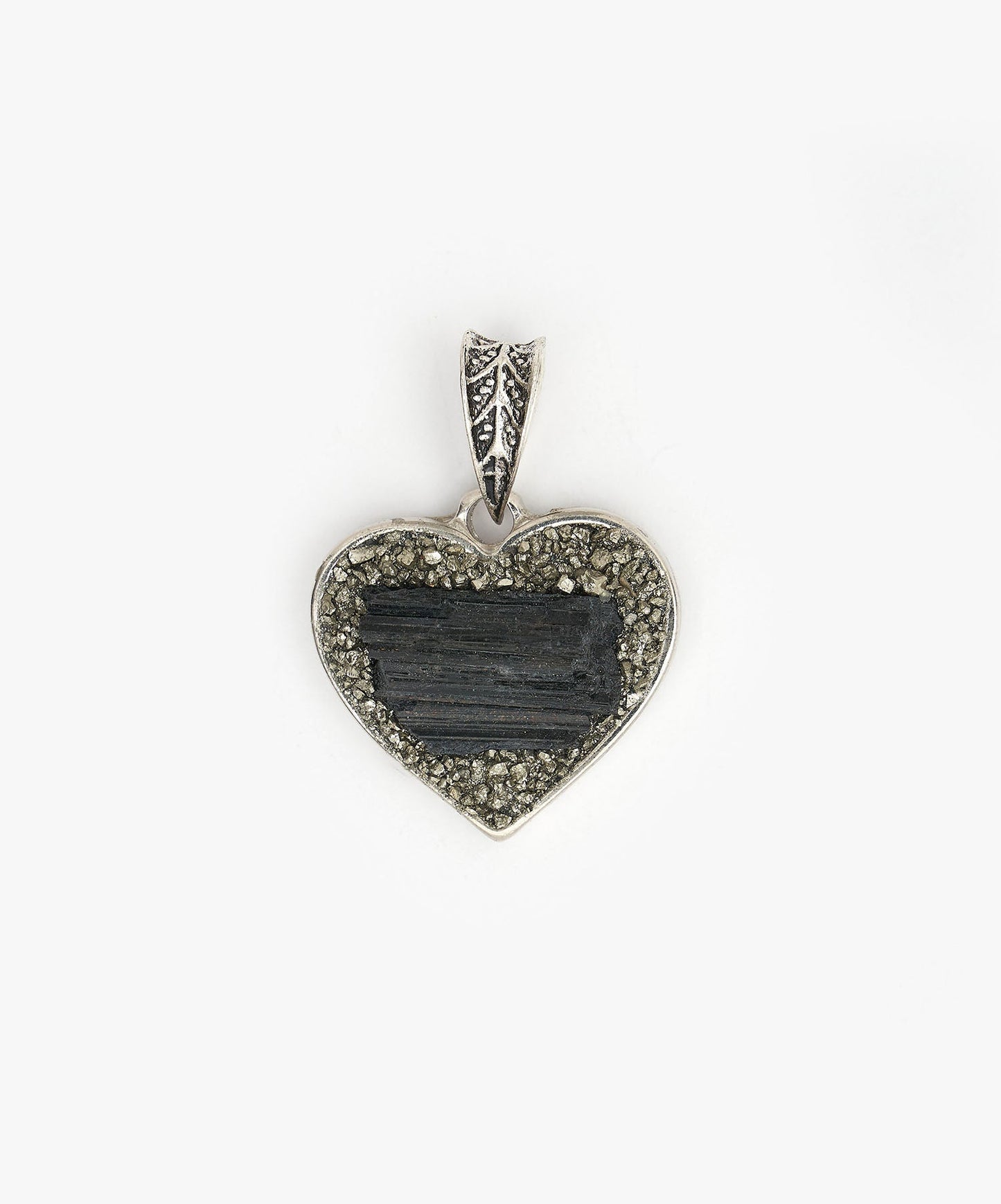 DIJE CORAZON DE TURMALINA NEGRA