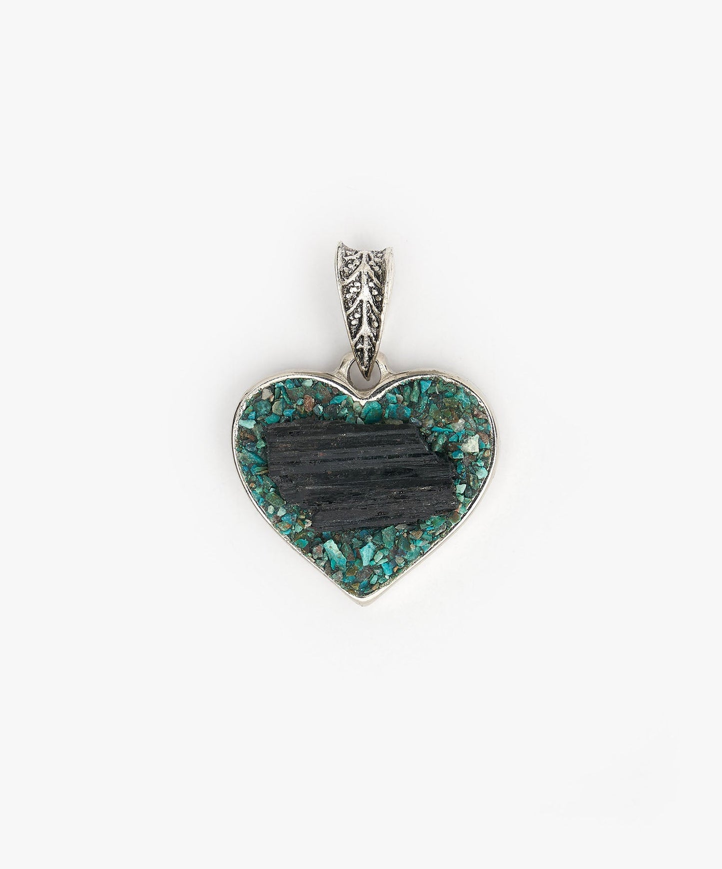DIJE CORAZON DE TURMALINA NEGRA