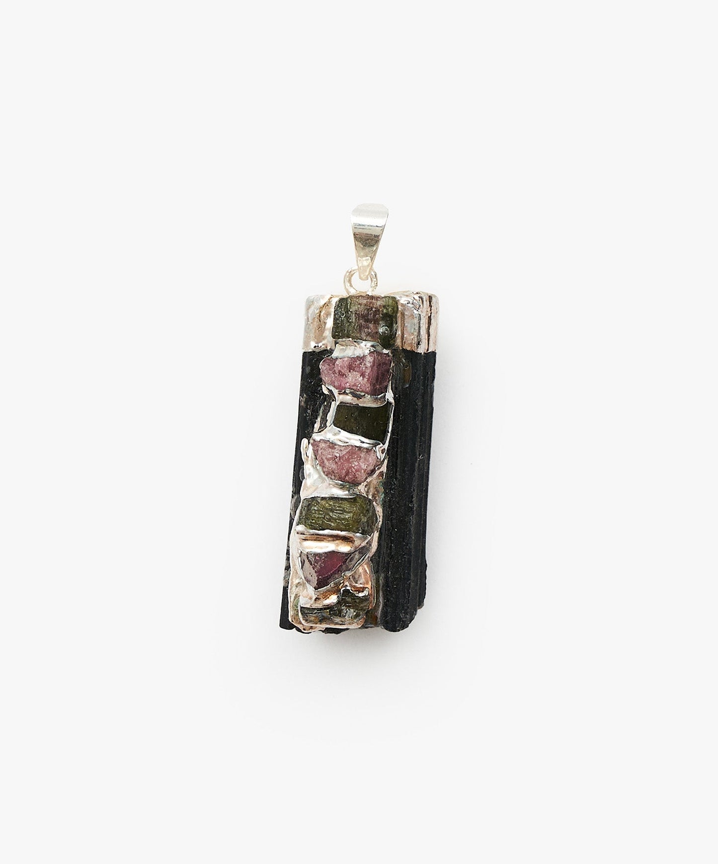DIJE CON BAÑO DE PLATA TURMALINA NEGRA CON 7 CHAKRAS
