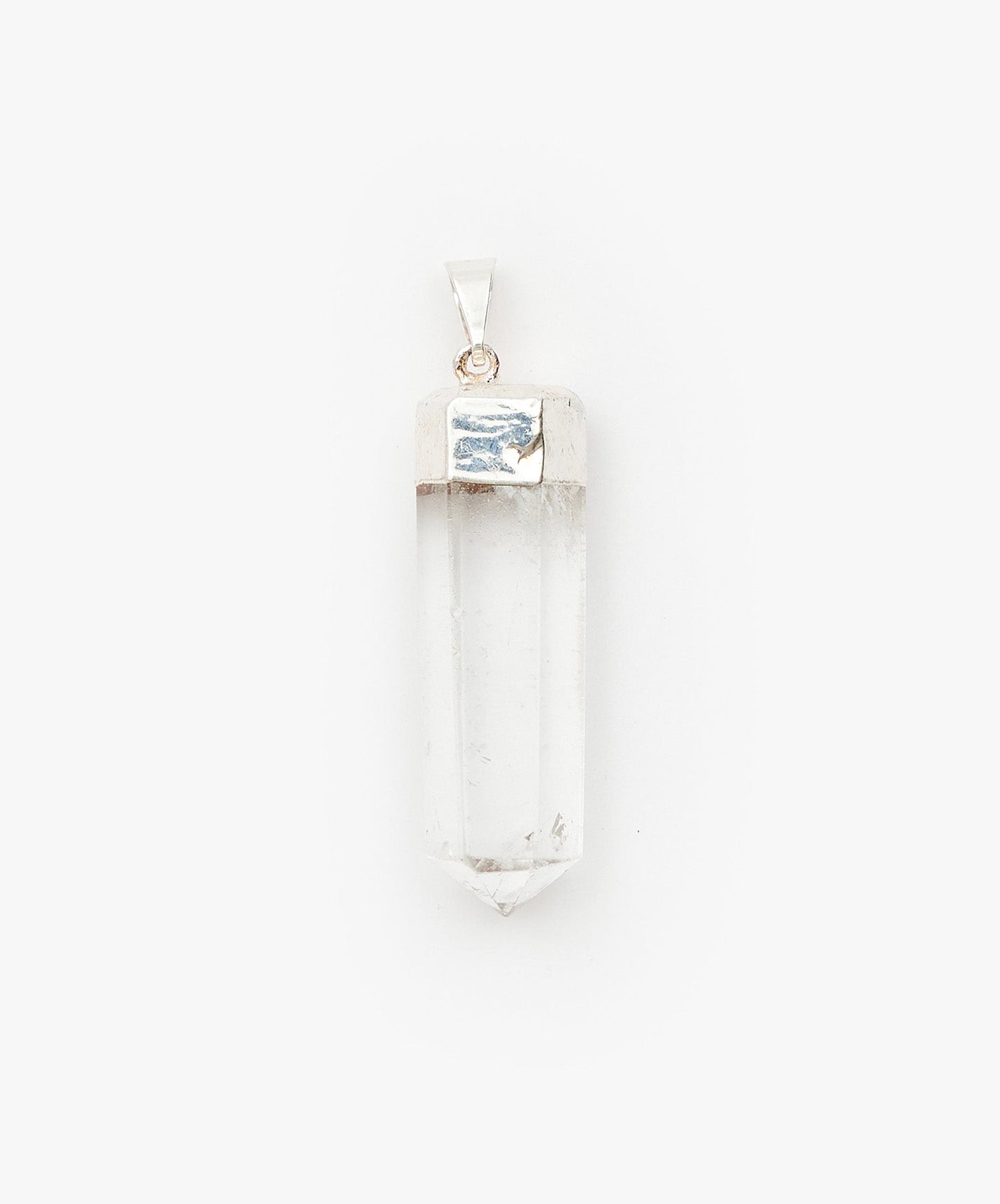 DIJE CON BAÑO DE PLATA PUNTAS PULIDAS  DE CUARZO CRISTAL