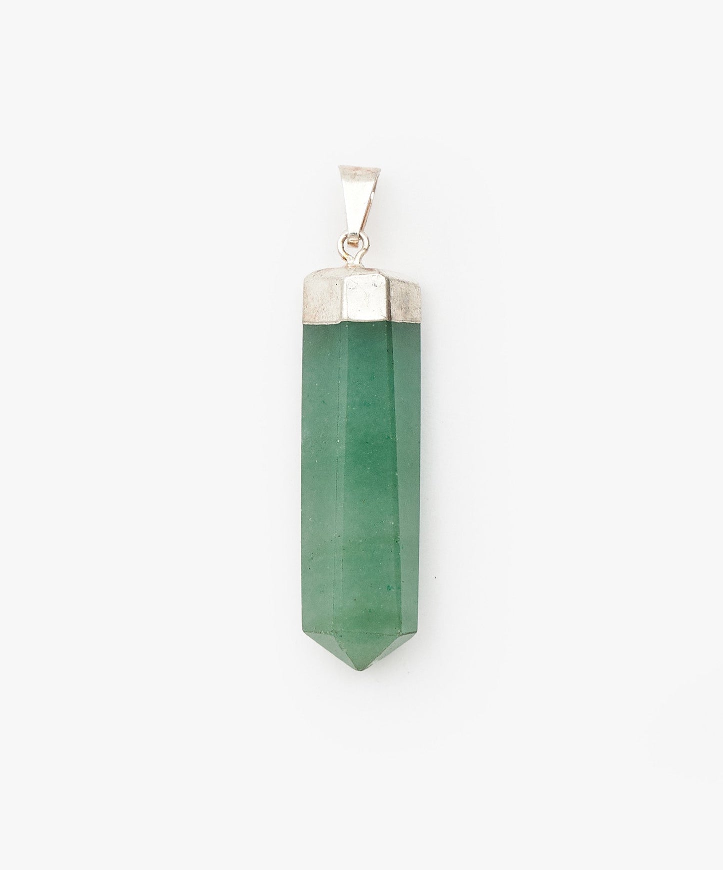 DIJE CON BAÑO DE PLATA PUNTAS PULIDAS DE CUARZO VERDE