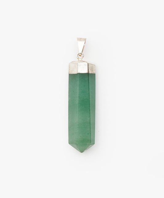 DIJE CON BAÑO DE PLATA PUNTAS PULIDAS DE CUARZO VERDE