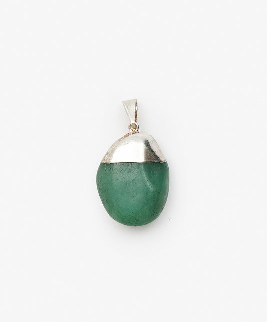 DIJE CON BAÑO DE PLATA ROLADAS DE  CUARZO VERDE