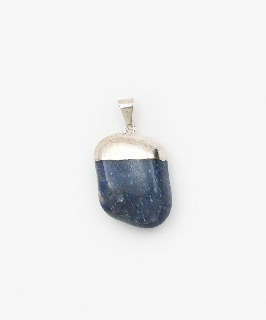 DIJE CON BAÑO DE PLATA ROLADAS DE  CUARZO AZUL