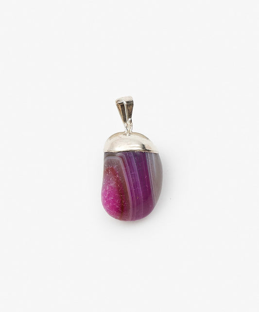 DIJE CON BAÑO DE PLATA ROLADAS DE AGATA FUCSIA