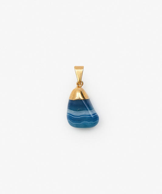 DIJE CON BAÑO DE ORO ROLADAS AGATA AZUL