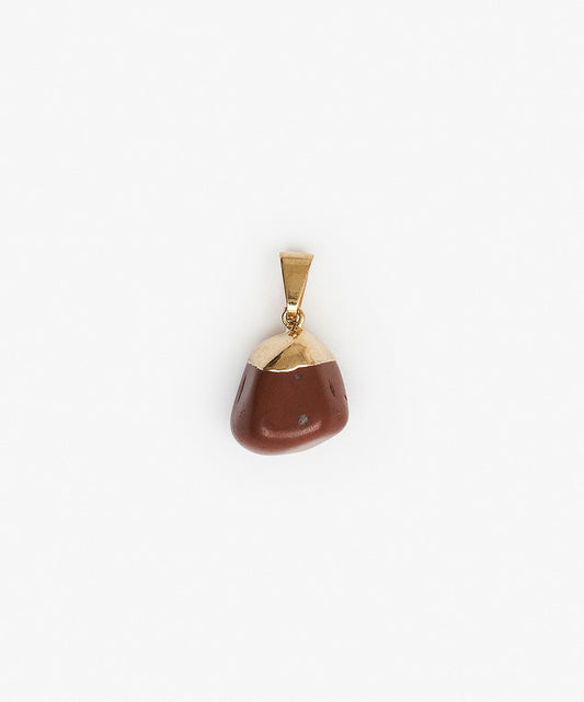 DIJE CON BAÑO DE ORO ROLADAS JASPE ROJO