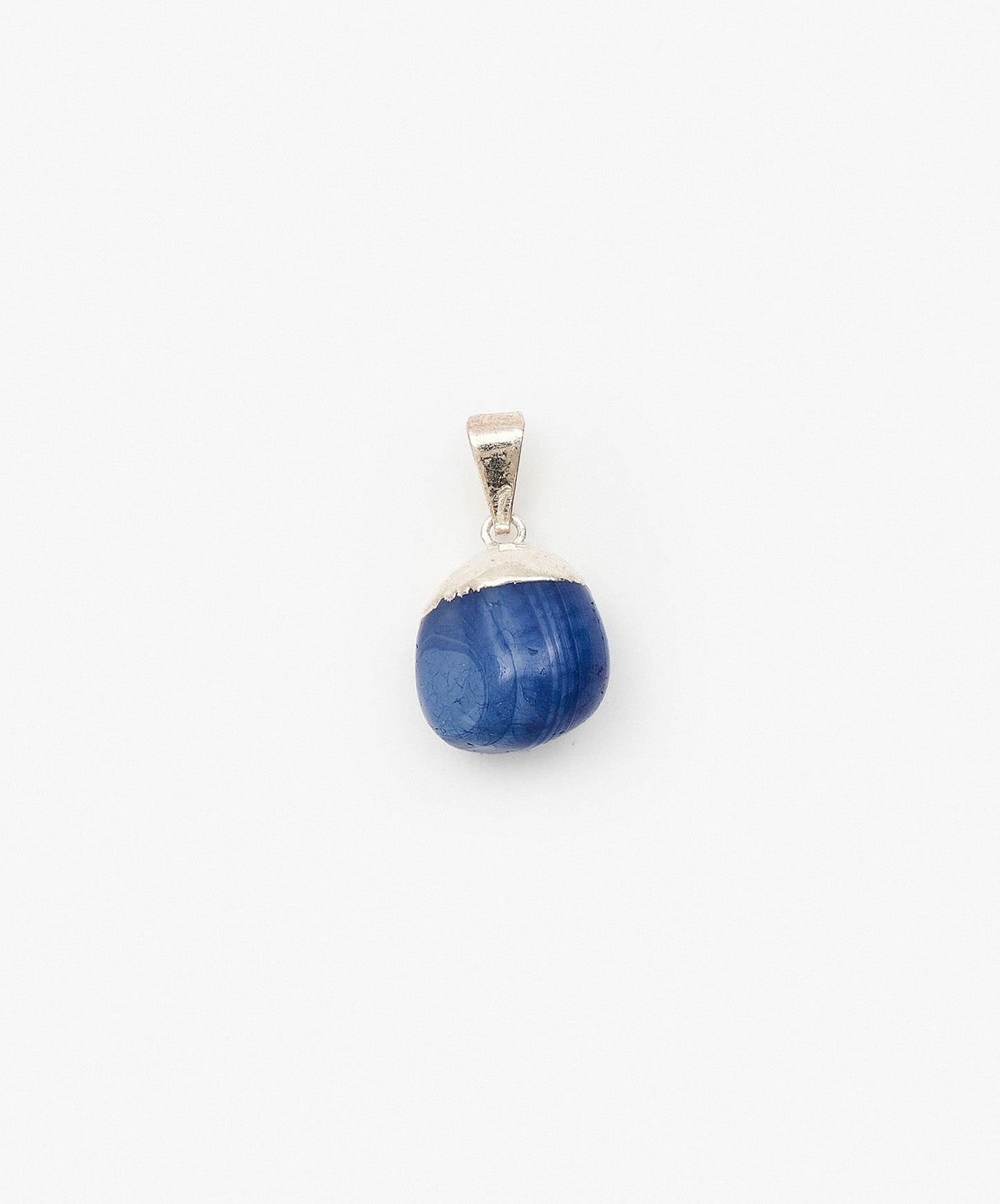 DIJE CON BAÑO DE PLATA ROLADAS DE AGATA AZUL