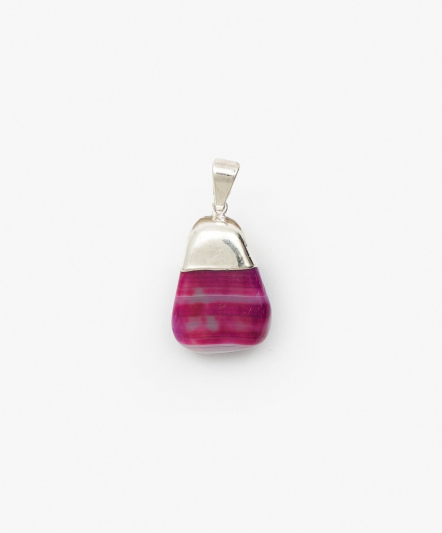DIJE CON BAÑO DE PLATA ROLADAS DE AGATA FUCSIA