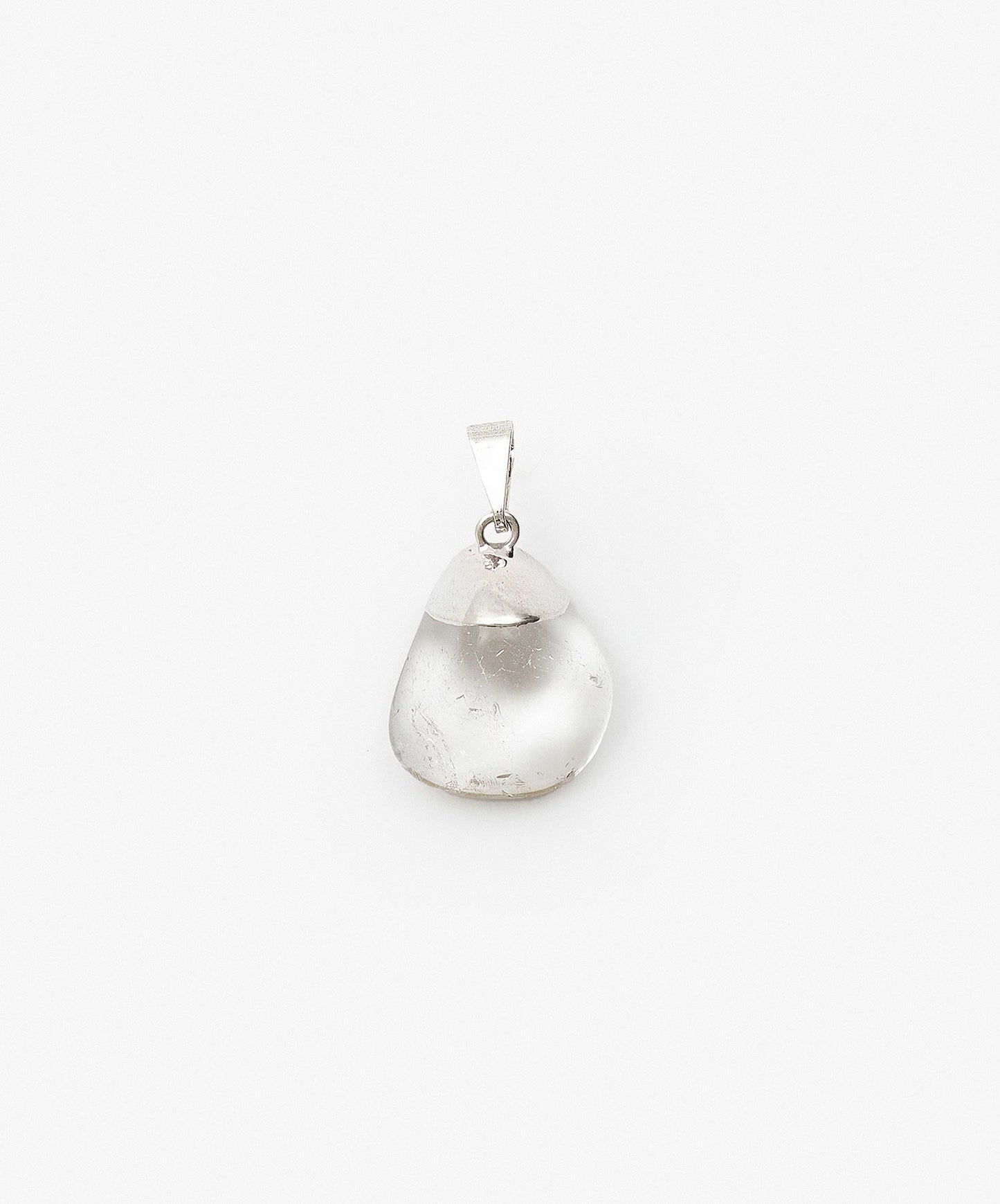 DIJE CON BAÑO DE PLATA ROLADAS DE CUARZO CRISTAL