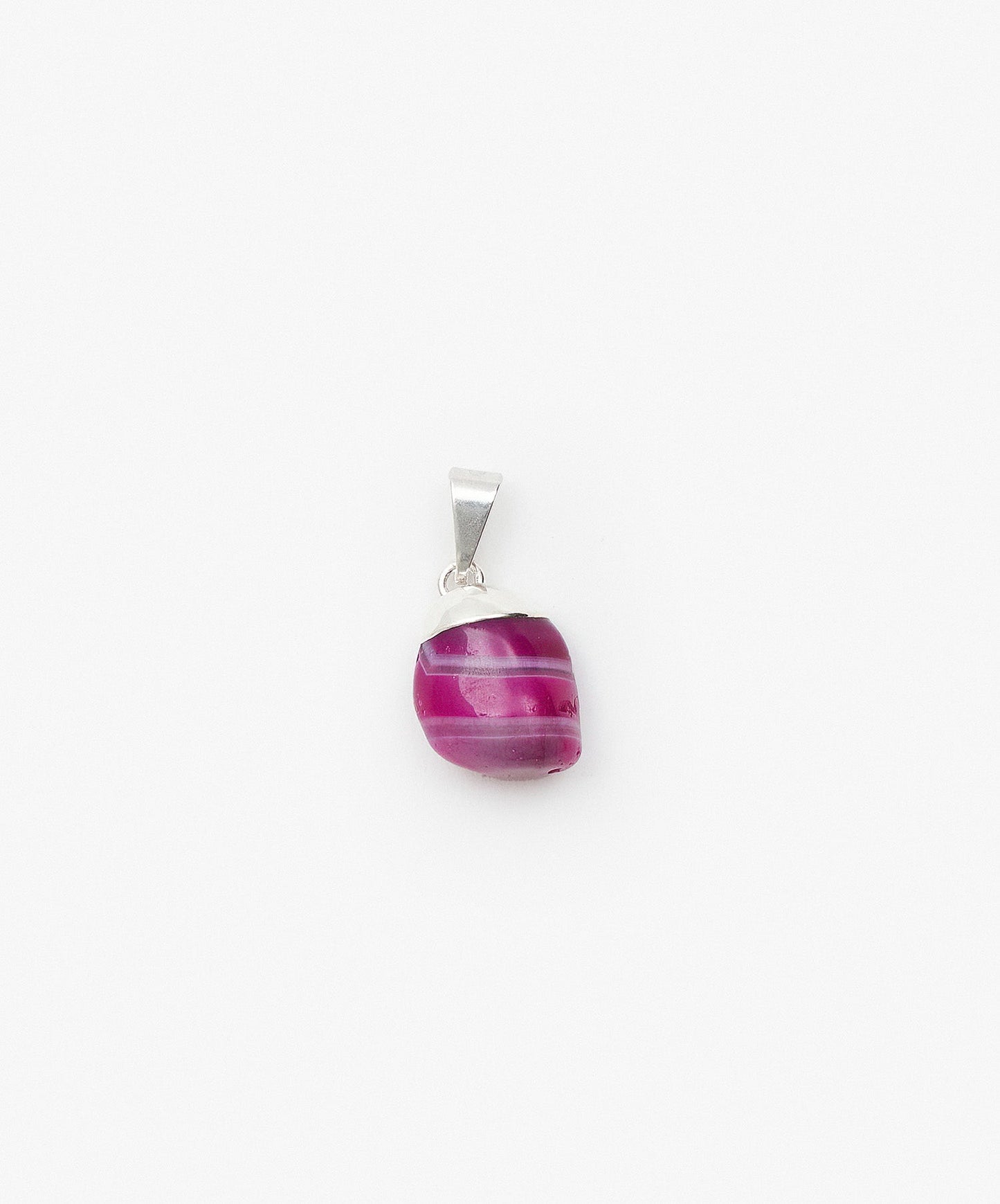 DIJE CON BAÑO DE PLATA ROLADAS DE AGATA FUCSIA