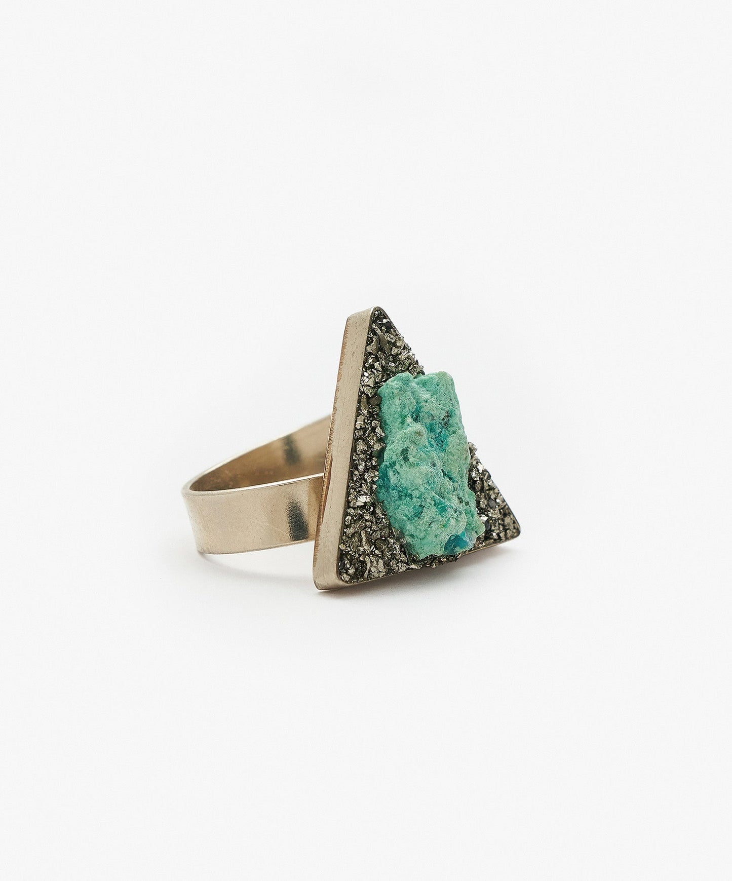 ANILLO GEOMETRICO TRIANGULO DE CRISOCOLA