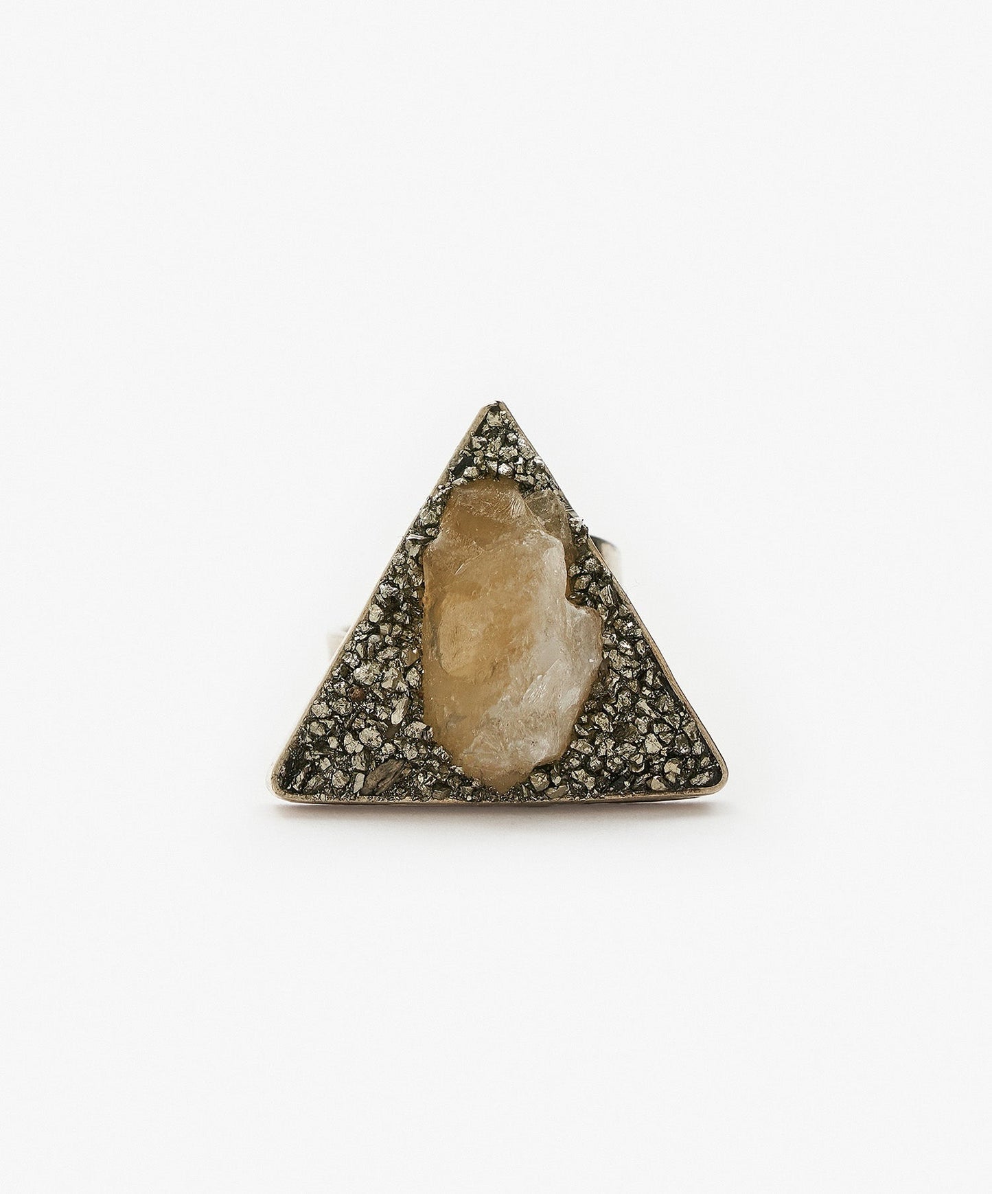 ANILLO GEOMETRICO TRIANGULO DE CITRINO