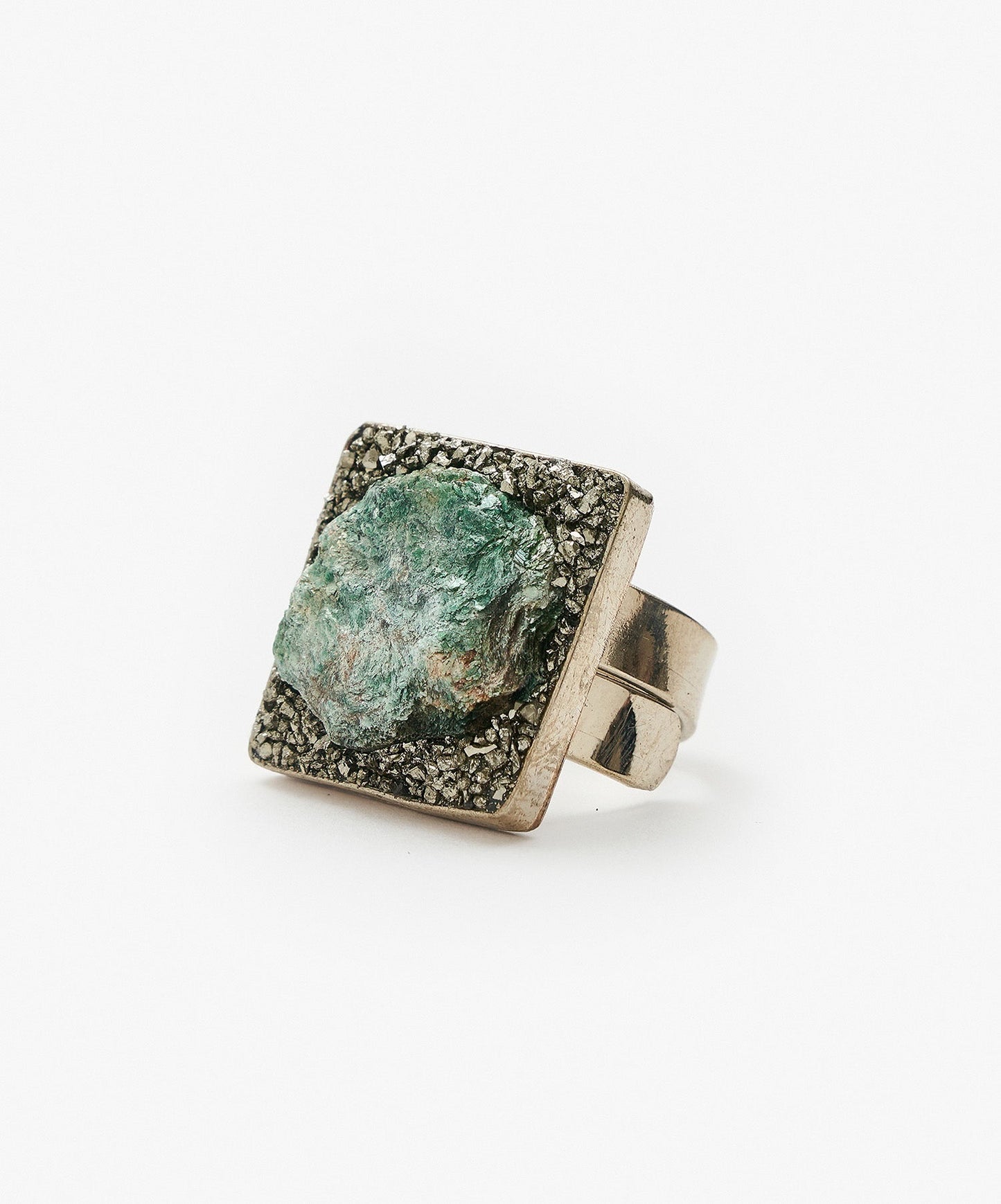 ANILLO GEOMETRICO CUADRADO DE FUCHSITA