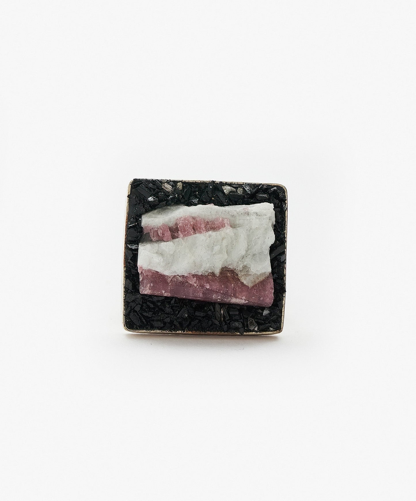 ANILLO GEOMETRICO CUADRADO DE TURMALINA ROSA
