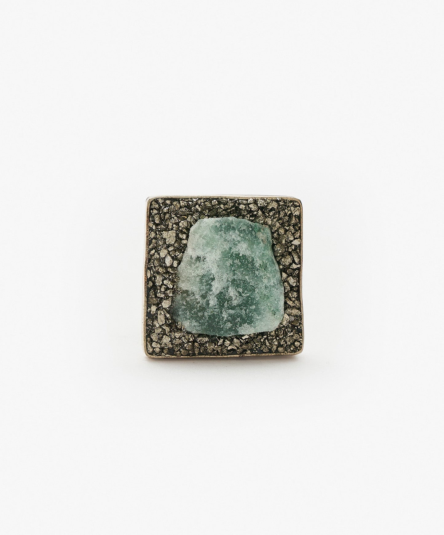 ANILLO GEOMETRICO CUADRADO DE CUARZO VERDE
