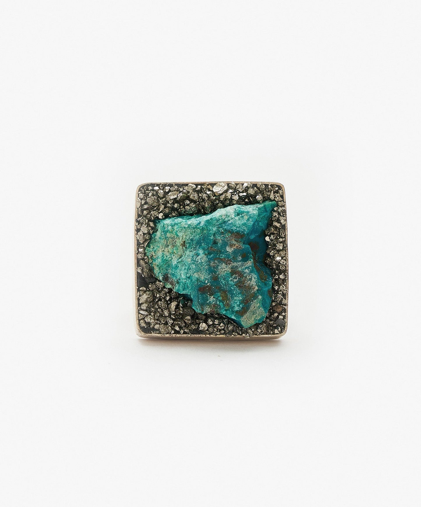 ANILLO GEOMETRICO CUADRADO DE CRISOCOLA