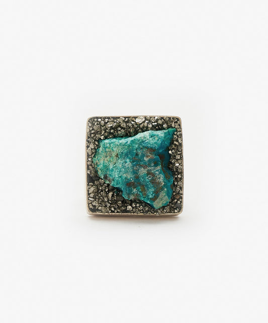 ANILLO GEOMETRICO CUADRADO DE CRISOCOLA