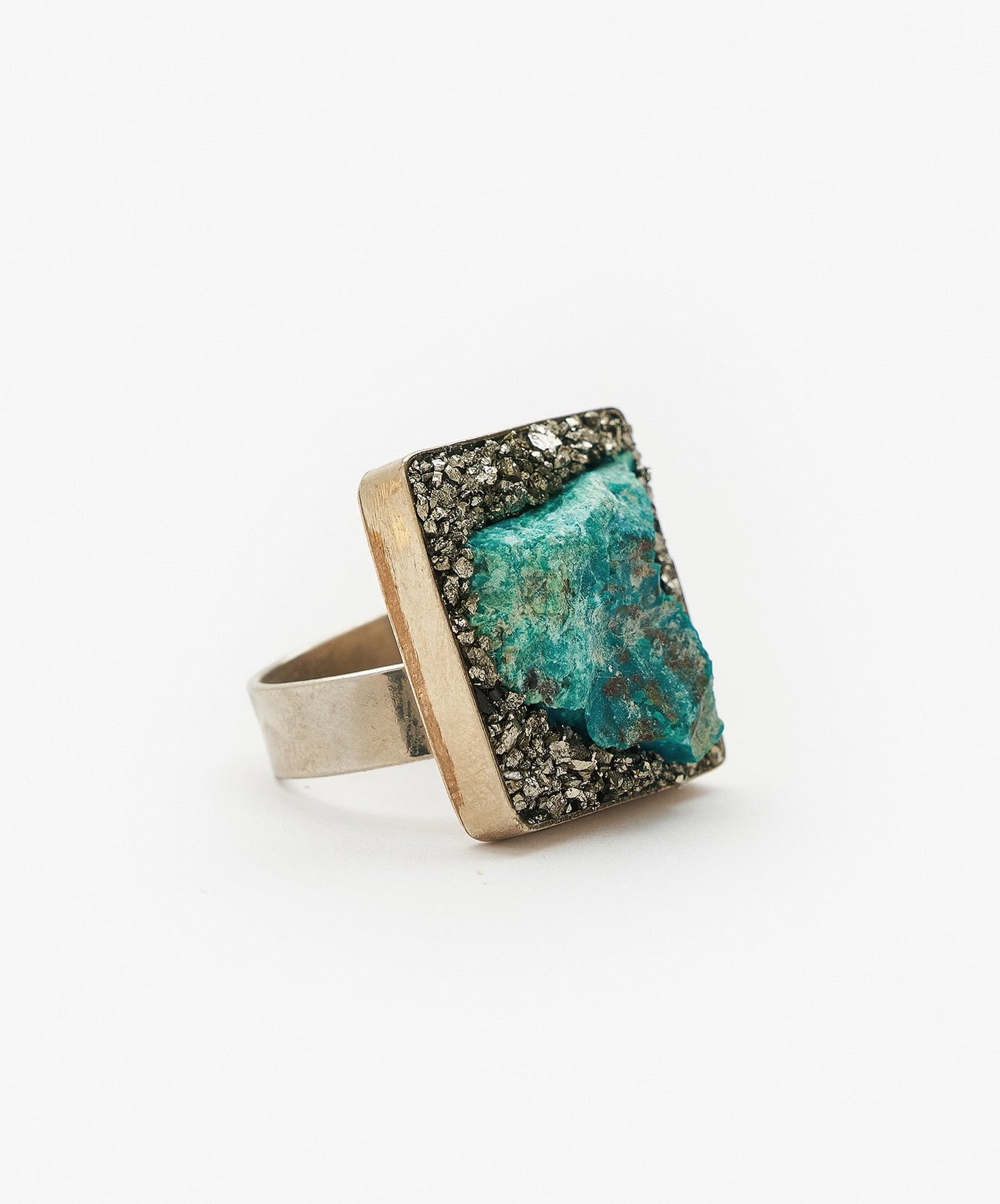 ANILLO GEOMETRICO CUADRADO DE CRISOCOLA