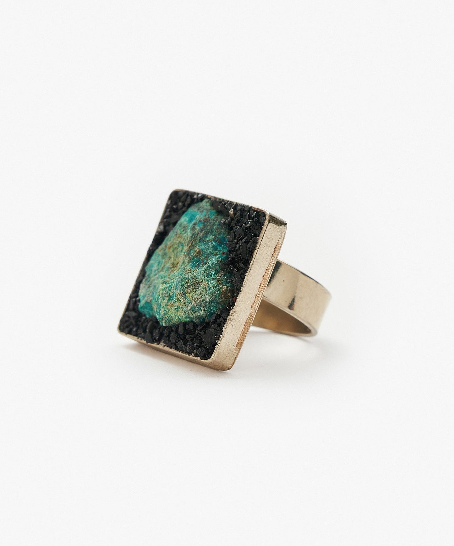 ANILLO GEOMETRICO CUADRADO DE CRISOCOLA