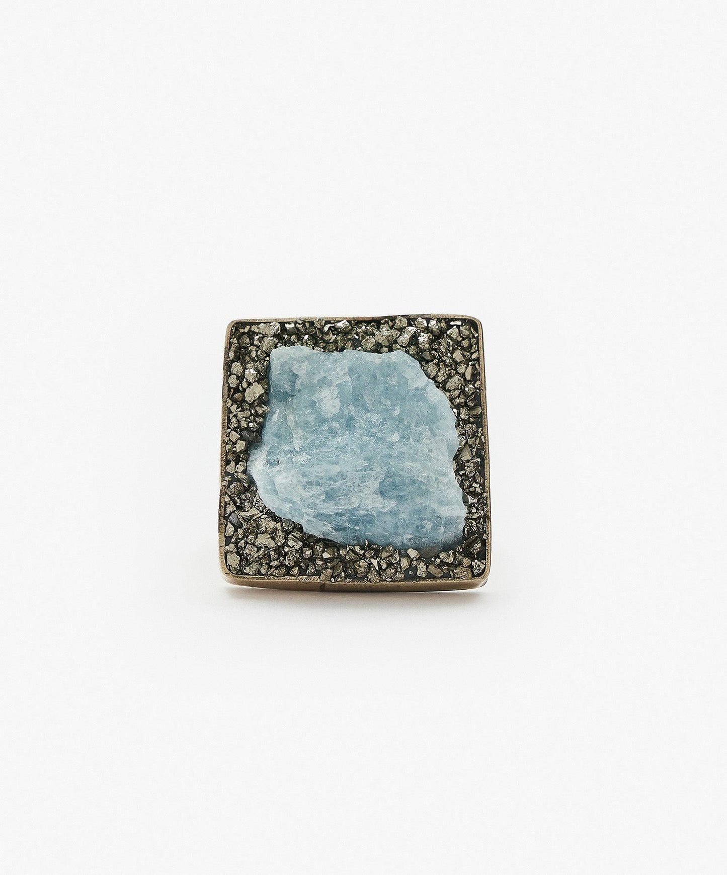 ANILLO GEOMETRICO CUADRADO DE AGUAMARINA