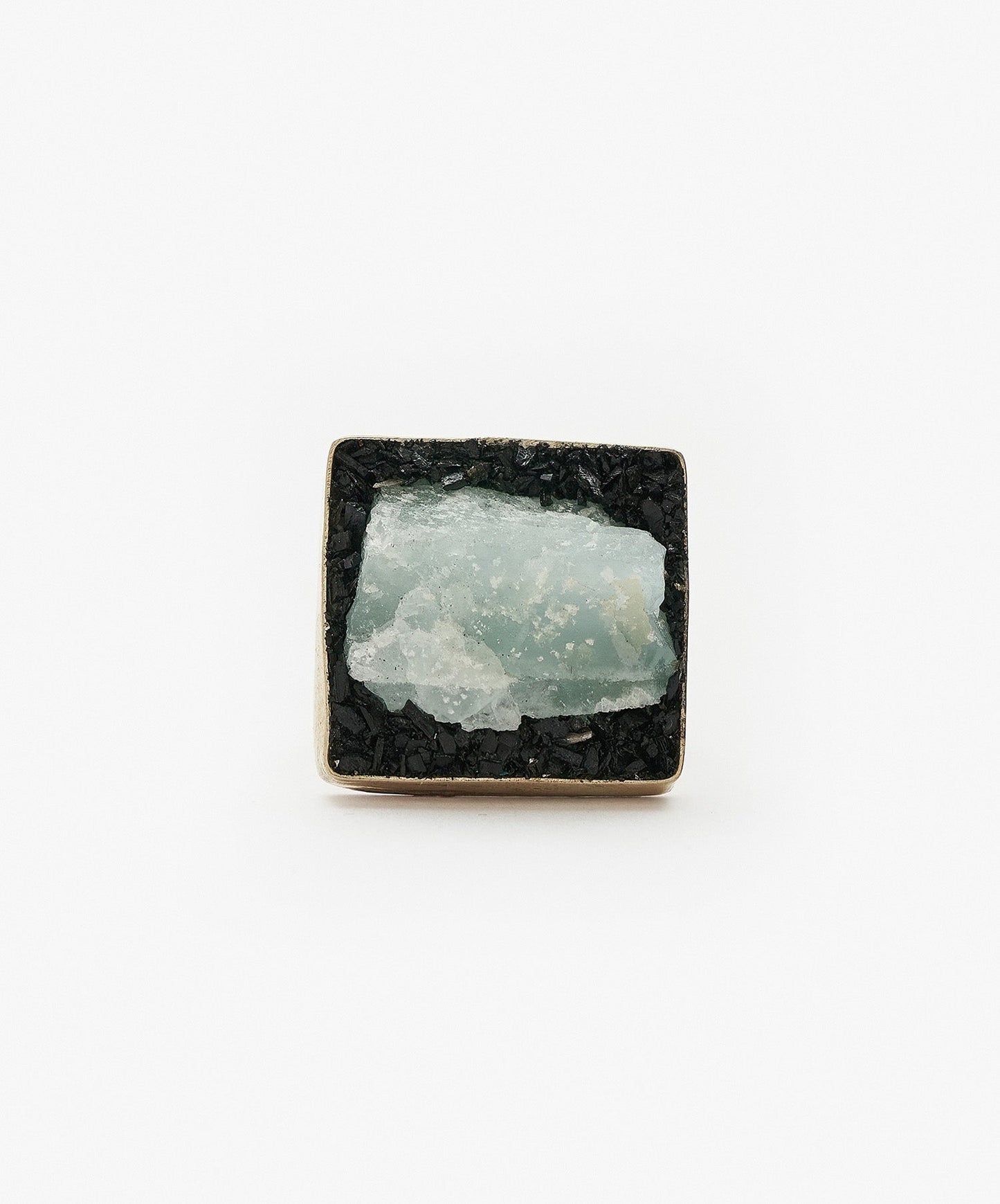 ANILLO GEOMETRICO CUADRADO DE AGUAMARINA