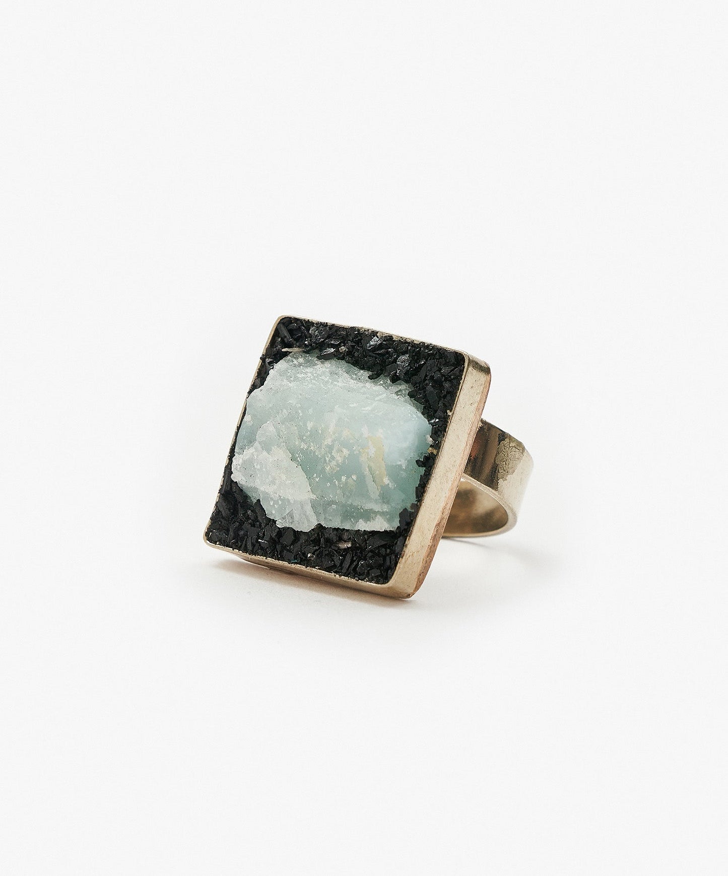 ANILLO GEOMETRICO CUADRADO DE AGUAMARINA