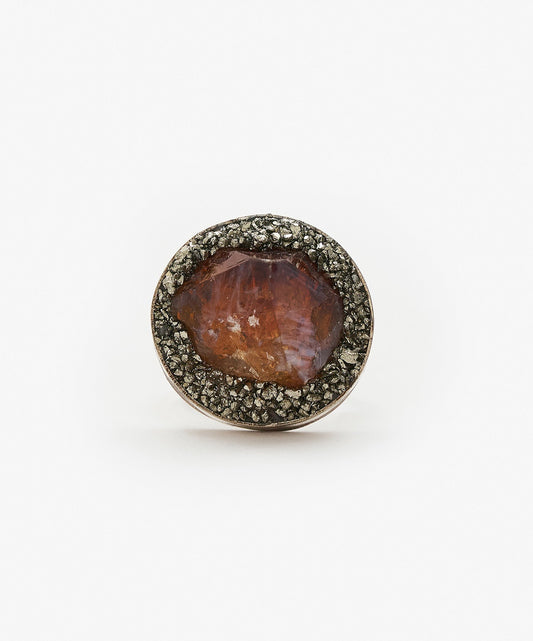 ANILLO GEOMETRICO CIRCULO DE PUNTA DE CITRINO