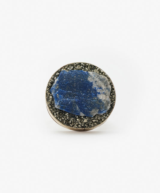 ANILLO GEOMETRICO CIRCULO DE LAPIZLAZULI