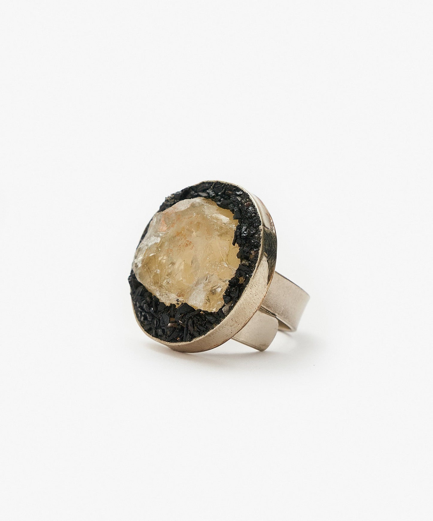 ANILLO GEOMETRICO CIRCULO DE CITRINO
