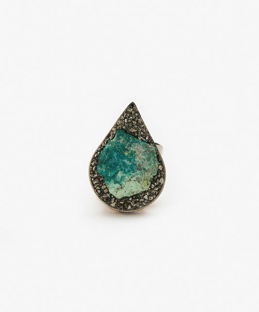 ANILLO GEOMETRICO GOTA DE CRISOCOLA